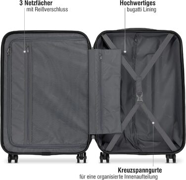 Жорсткий валізу Bugatti Lima 58x38x23,5 см, 33,8 л, 4 колеса, бронза, з TSA-замком, набір