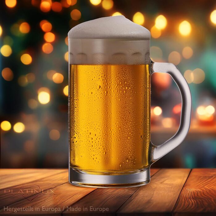Набір скляних пивних кухлів PLATINUX Bierseidel з ручкою, 6 шт, 300 мл (макс. 350 мл) + 2 кухлі 500 мл, прозорі