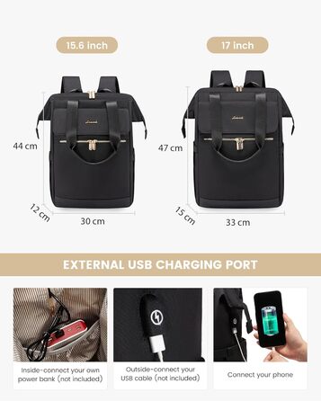 LOVEVOOK Рюкзак для підлітка, жіночий рюкзак з відділенням для ноутбука 15.6 дюймів, шкільний рюкзак, сумка для навчання, ділова сумка, рюкзак для міста, чорний