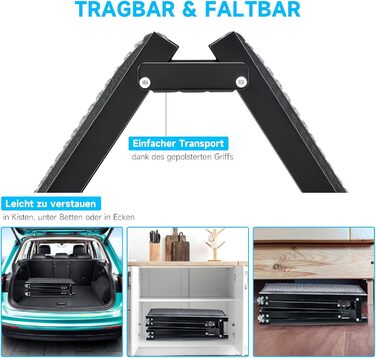 Східці для собак CO-Z, розкладні, 160 см, для собак до 90 кг, з антиковзким покриттям, підходять для всіх авто