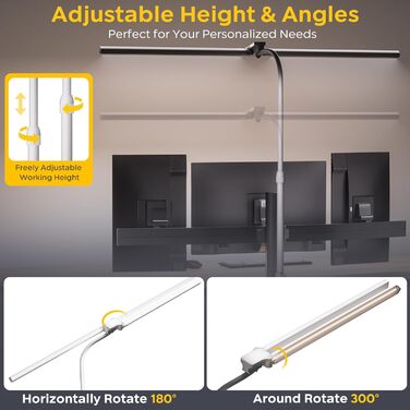 LED лампа настільна EYOCEAN 24W, 80 см з жестами, регулювання яскравості, захист очей для офісу, роботи, читання, архітекторів, дизайнерів (біла)