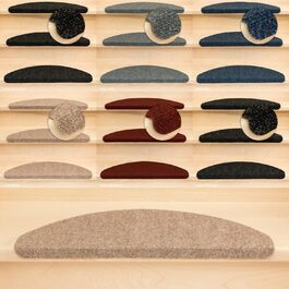 Kettelservice-Metzker Stair Treads / Step Mats, Ramon Half-Round - 15 pcs. Beige - without plastic corner pieces, 15 pcs. Half-Round Beige