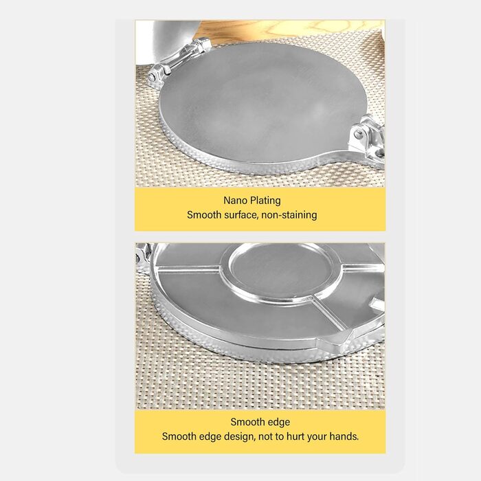 Пресс для тортилій, роті, кесадільї, 16 см, сріблястий