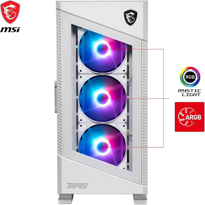 Корпус ПК MSI MPG Velox 100R White Mid-Tower для E-ATX, з загартованим склом, Airflow, Mystic Light, 2x 360mm кулер