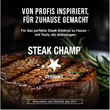 Кухонний ніж для стейків Steak Champ BBQ Pro 22 см, з гострим лезом із високоякісної сталі, ручне заточування, антиковзна ручка