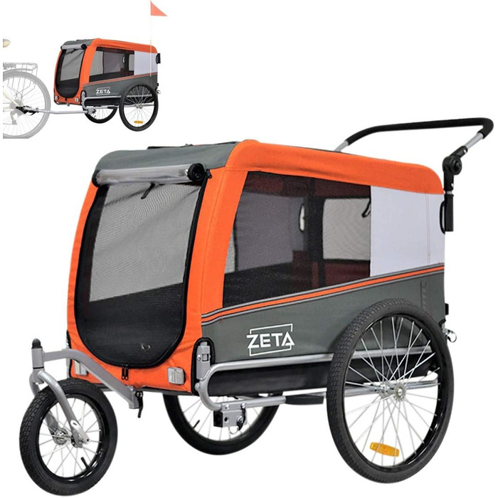 PAPILIOSHOP: Причіп для собак та котів, візок для домашніх тварин (Оранжевий L)