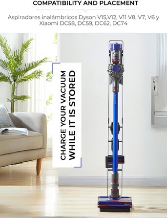 Dyson Vacuum Stand - Compatible with Dyson V15, V12, V11, V10, V8, V7, V6 & DC58, DC59, DC62, DC74 Vacuum Cleaners - Organizer Holder Rack