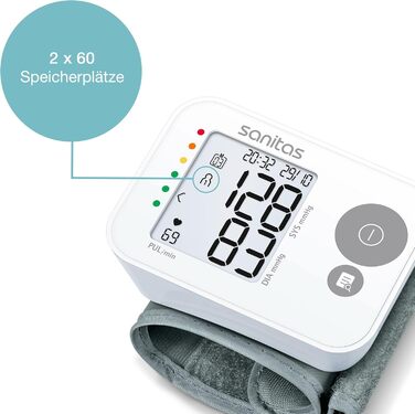 Тонометр Sanitas SBC 22 на зап'ястя (автоматичний вимірювання тиску та пульсу, функція попередження про аритмію)