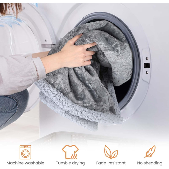 Водонепроникний коврик для собак PETTOM, 145 x 127 см, Sherpa Fleece, захист дивану, сірий