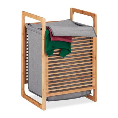 Relaxdays Laundry Basket Bamboo with Lid