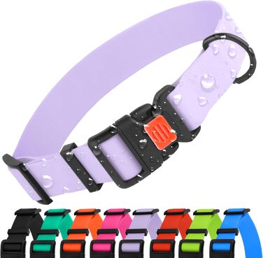 Водонепроникний нашийник для собак CollarDirect: регульований, силікон та пластик, не має запаху, легко миється, безпечна застібка, для собак маленьких, середніх та великих порід (XL (45-66 см), L (35-45 см), фіолетовий)