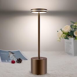 LED настільна лампа Bravzurg бездротова, акумуляторна, 5000mAh, диммування, 3 колірні температури, USB, сенсорне управління, для дому та вулиці, настільна/письмовий стіл (колір: коричневий)