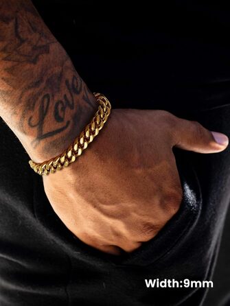 Чоловіча ланцюжок-браслет Bestyle з нержавіючої сталі, 5/7/9/12.5 мм, 19/21/23 см, стилі Miami, з подарунковою коробкою