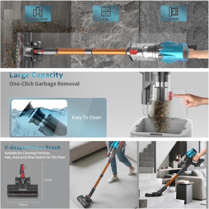 Bergxperten Orizom: Акумуляторний пилосос з автоматичним визначенням забруднення | 60 хв роботи | Без мішка | Для килимів, твердих поверхонь та шерсті тварин | 550 Вт | Колір: блакитний