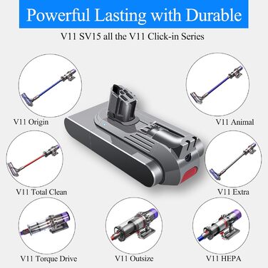 Запасний акумулятор DTK для пилососів Dyson V11 V15 (сумісний з SV15, SV16, SV22) з кнопковою установкою