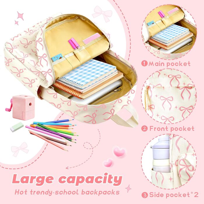 Жіночий рюкзак для ноутбука, шкільний рюкзак, легкий та стильний (рожевий)