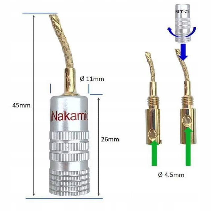 Акустичний кабель NAKAMICHI OFC 2x4мм², у обплетенні, конектори 