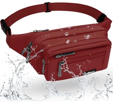 Чоловіча/Жіноча поясна сумка на пояс, водонепроникна, з тримачем для пляшки, для туризму, прогулянок з собакою, активного відпочинку (A-темно-червоний)