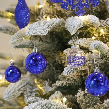 100 шт. прикраси для ялинки Shareconn: пластикові кулі, безпечні, з гачками, різні розміри та кольори (синій)