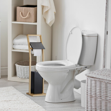 Relaxdays Toilet Set Bamboo Black
