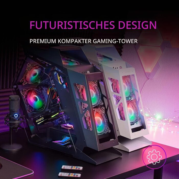 Корпус для ПК Mars Gaming MC300P MicroATX, загартоване скло, Mesh-панель, 3x FRGB вентилятори, чорний