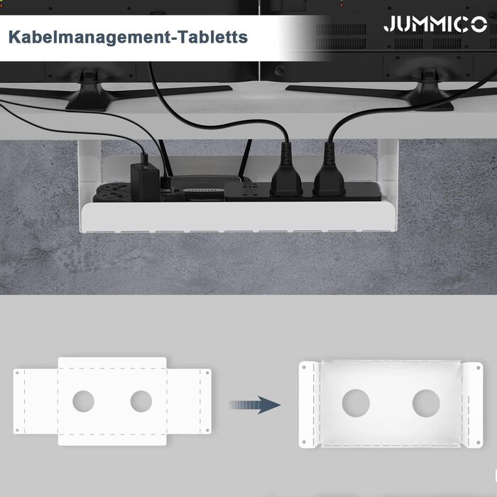 Електричний регульований стіл JUMMICO з бездротовою зарядкою, USB і євро-розеткою, білий 180х80 см – письмовий стіл для роботи стоячи та сидячи