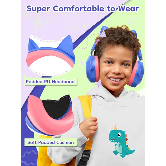 Навушники захисні дитячі Dr.meter SNR 32dB від шуму, блакитні та рожеві (2 шт.) - для аутистів, концертів, авіашоу