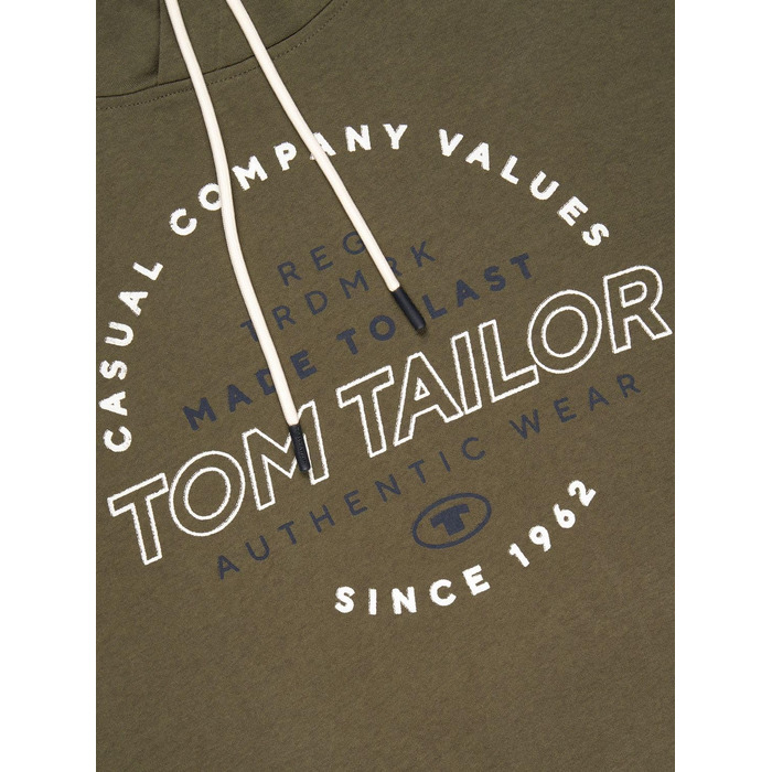 Чоловічий худі Tom Tailor Regular Fit з каптуром та принтом, колір Grape Leaf Green (зелений), розмір 3XL