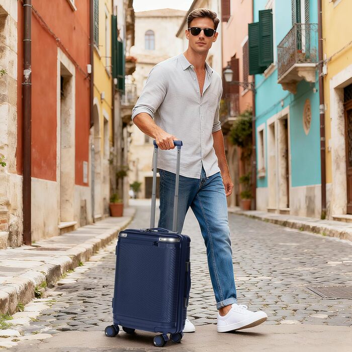 Набір валіз Tavoxda 3 шт. з TSA-замком, з регульованою ручкою, великі валізи, набір для подорожей для жінок та чоловіків (1 шт, темно-синій)