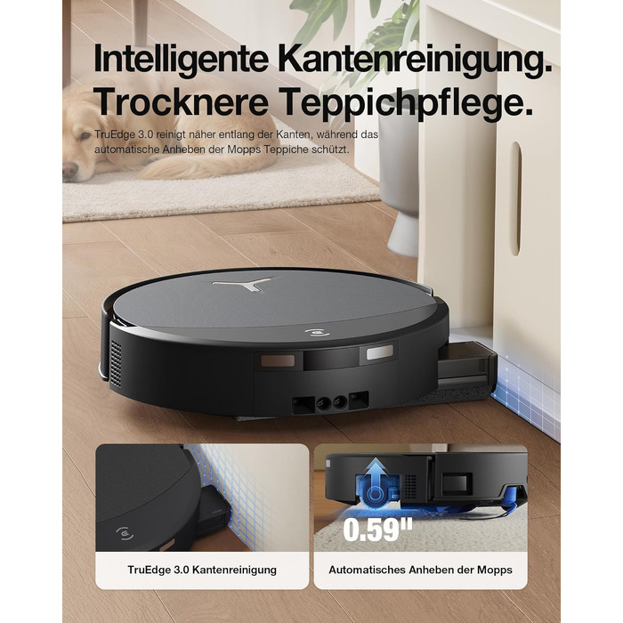 Робот-пилосос з функцією вологого прибирання ECOVACS T90 PRO Omni, 30 000 Па, PowerBoost, чорний