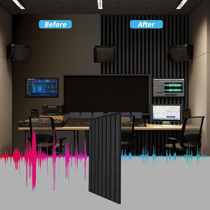 Акустичні 3D-панелі Art3d для шумоізоляції (4 шт), шпонований дерево з фетром, 60x30 см, колір Сірий дуб