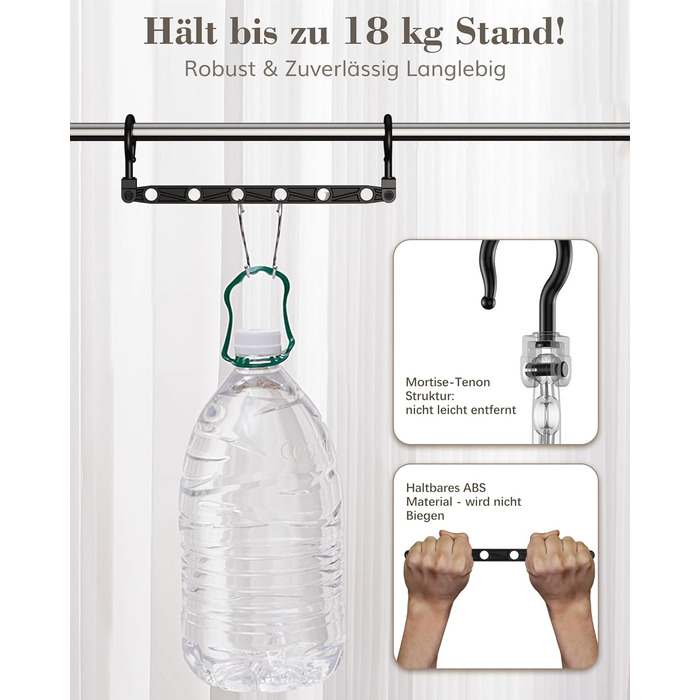 Набір вішалок для одягу Magic Hangers, 8 шт. з 6 отворами та 360° обертанням, міцні гачки для важкого одягу, органайзер для шафи, ідеально для студентів та дівчачих кімнат, чорного кольору