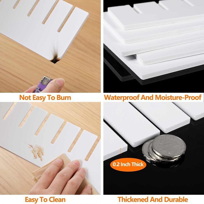 KnnRiim 12-Piece Drawer Dividers, 47x11 cm, Thick, DIY Partition Walls for Drawers, Large Flexible Organizer for Clothes, Bedroom, Bathroom, Kitchen Appliances, Desk, Office Storage