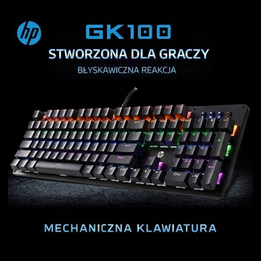 Механічна ігрова клавіатура HP GK100, підсвічування, повнорозмірна, USB