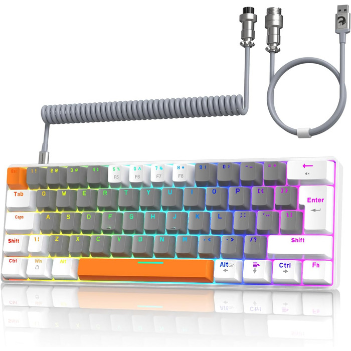 ZIYOU LANG T60 Pro: Механічна клавіатура та миша для геймінгу з USB-C, 60% UK Layout, Red Switch, 6400DPI RGB, для PC/Mac