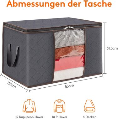 Органайзери для одягу Lifewit (4 шт.) – коробки для зберігання з кришкою, сірі, 60L