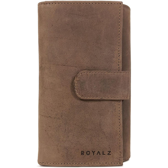 ROYALZ 'Orelia' Vintage Leather Wallet for Women - Large Portemonnaie (Wallet) with Many Compartments, RFID Blocker, Crossbody Wallet