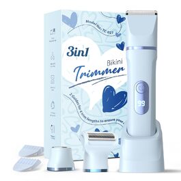 Електричний жіночий тример 3-в-1 для тіла, бікіні та обличчя, IPX7, USB-зарядка, рожевий