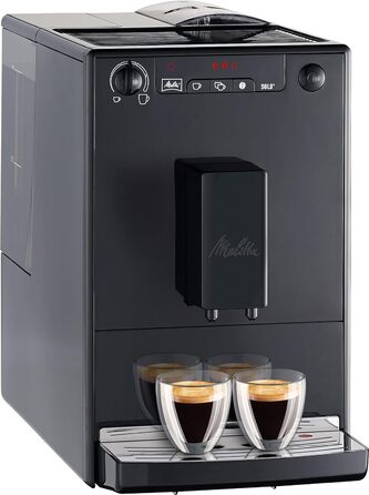 Melitta Solo - Fully automatic coffee machine with adjustable spout, small coffee machine with removable water tank, suitable for e.g. espresso or café crème, pure black Pure Black Single