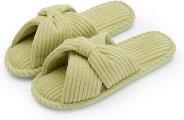 Домашні тапочки Chantomoo для жінок з меморі-піною, для дому, спальні, ванної кімнати, відкриті пальці, шнуровий велюр, неслизькі, зручні (37/38 EU, Зелений)