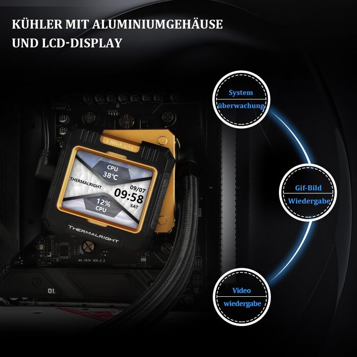 Система рідинного охолодження процесора Thermalright Frozen Warframe 360 ARGB Black, LCD-дисплей 2.4