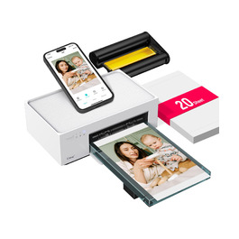 Портативний фотопринтер Liene для смартфонів (10x15 см) + комплект з 2 пачок фотопаперу (20+80 аркушів), WiFi, сублімаційний друк, сумісний з iPhone/Android/PC, 300DPI, білий