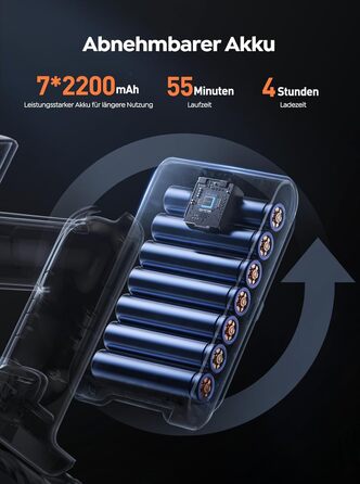 Бездротовий пилосос BuTure VAC 450W, 38000Pa, з зарядкою від підлоги, 55 хв роботи, потужний, з сенсорним екраном, для підлоги та килимів, з контейнером 1,5 л