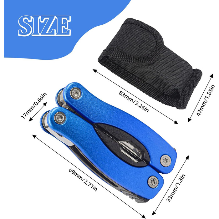 Мультитул 11 в 1: багатофункціональний інструмент з нержавіючої сталі з бітами для викрутки та складним ножем, у комплекті з сумкою для активного відпочинку