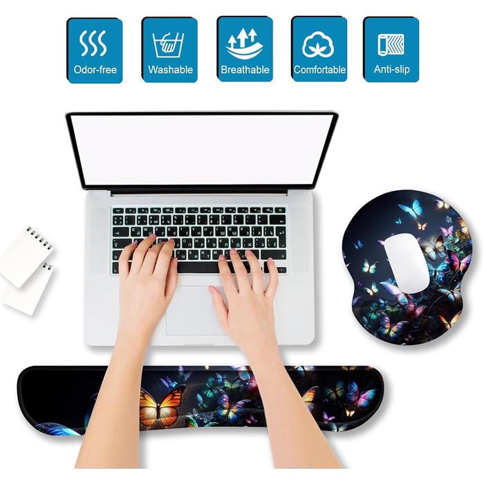 Підкладка під мишу та клавіатуру ergonomic ARTSO з гелевою підтримкою зап'ястя, набір для комфортної роботи, зменшення болю
