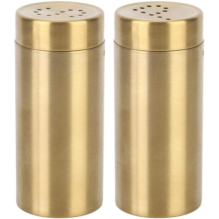 Набір для спецій Nikou: 2 шт. скляні солілки та перечниці з нержавіючої сталі, золоті