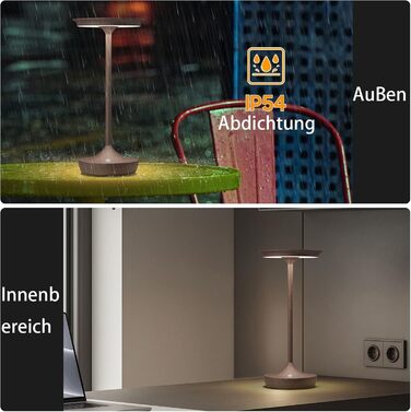 Бездротова LED-лампа для кемпінгу та дому: перезарядна настільна лампа з датчиком дотику, 3 кольори, IP54, 6000mAh (2 шт.)