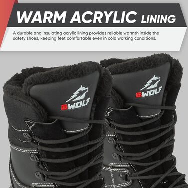 Черевики робочі зимові чоловічі BWOLF GRIZZLY S3, водонепроникні, оліостійкі, антиковзаючі, з Reflect-технологією та ергономічною підошвою, 40 EU, чорні