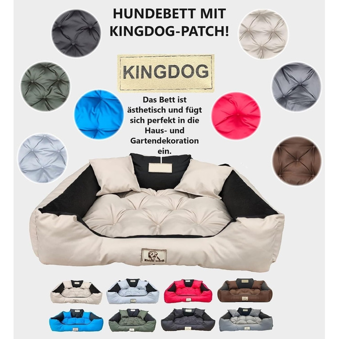Ортопедичне ліжко для собак King Dog S, 55 x 45 см: водонепроникне, з високим бортиком, з силіконовою начинкою, бежеве