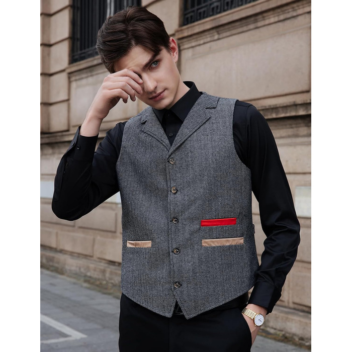 Твідова жилетка для полювання, коричнева, в стилі ретро/вінтаж, ідеальна для весілля та повсякденного носіння